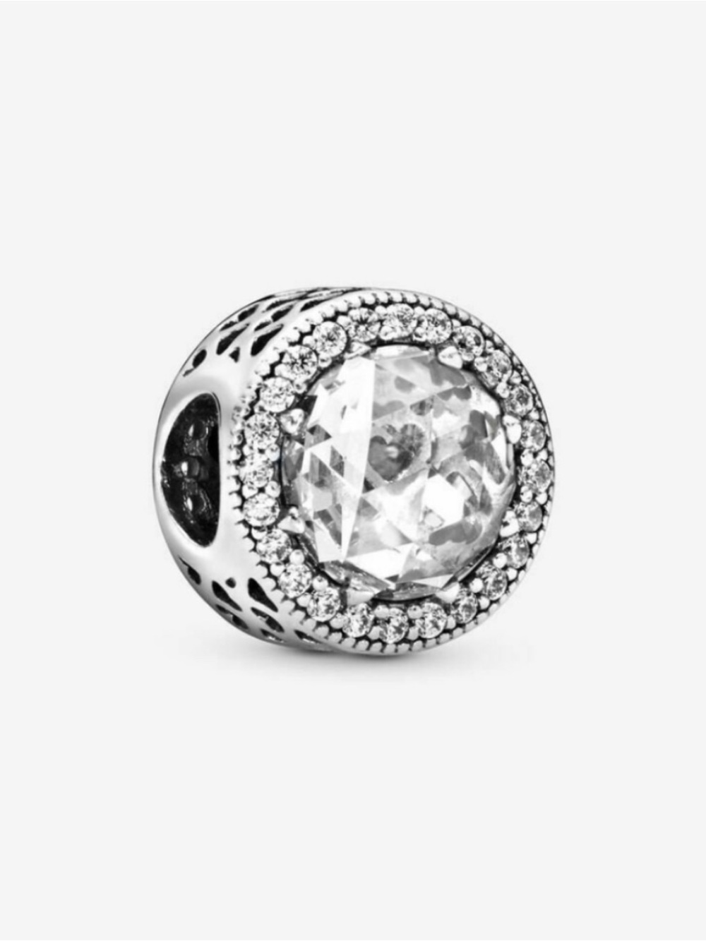 Silver Crystal Radiant hearts Charm 925 Ale Silver